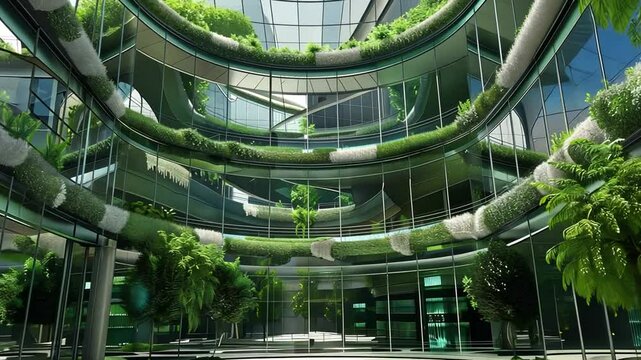 Moderne gr&uuml;ne Architektur mit Pflanzen in einem offenen Atrium