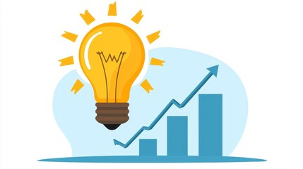Illuminating Business Finance: Light Bulb Symbolizing Stock Market Growth, Innovation, and Economic Trends in Minimal Style