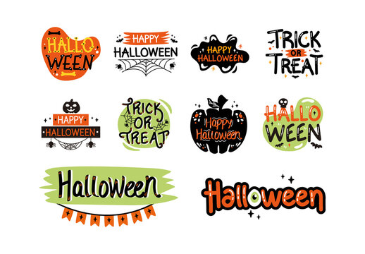 Black Halloween Lettering Illustration Set