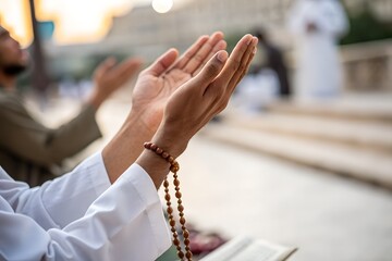 Obraz premium Dua Hands: Raised hands in prayer for dua (supplication)