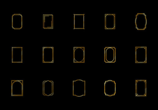 Elegant Black and Gold Decorative Frames Icons Set