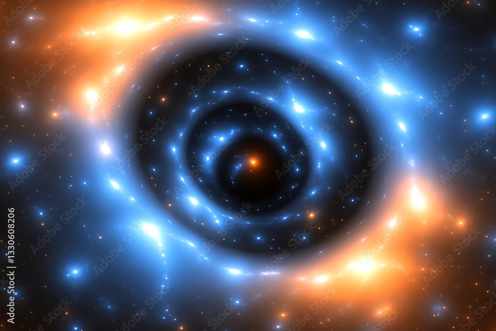 Poster a swirling vortex of light and celestial objects in space