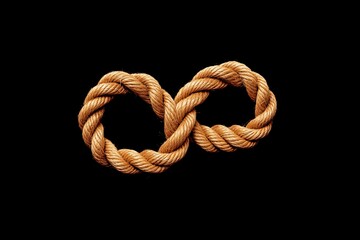 Obraz premium A rope with a heart-shaped knot, isolated on a black background 
