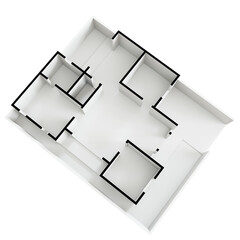 3D Shading Apartment Top View. Planning, Iso, Floorplan.