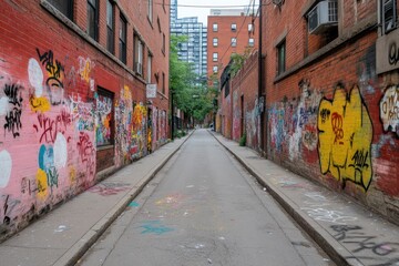 Naklejka premium Graffiti fading on a secluded street wall