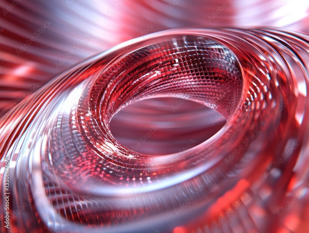 Poster abstract red swirling design featuring a central vortex, creating a dynamic and fluid visual effect