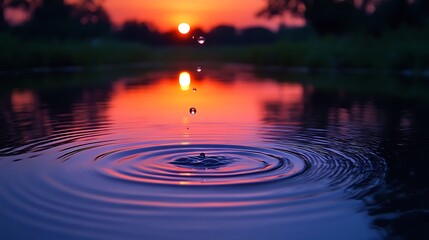 Sunset Ripples on Pond