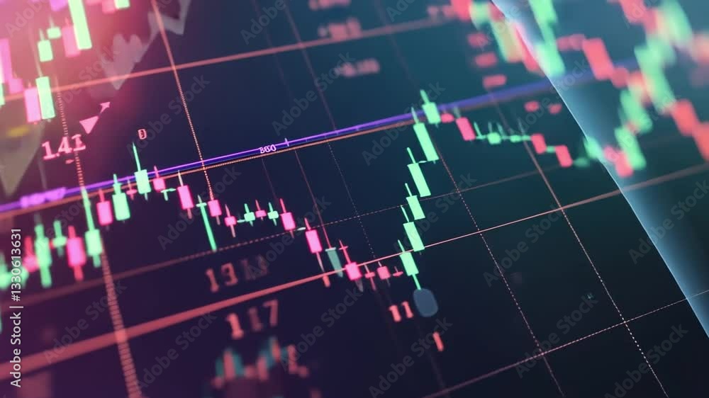 Aufkleber dynamic digital stock market chart fluctuating candlestick patterns illustrate financial trends and 