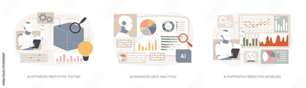 Aufkleber ai for product and models development abstract concept vector illustrations.