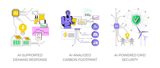 AI in energy consumption abstract concept vector illustrations.