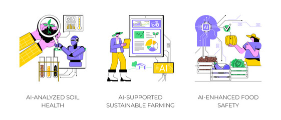 AI Technology in Agriculture abstract concept vector illustrations.