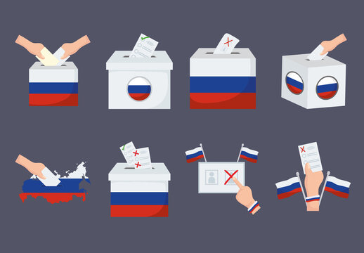 Red and Blue Russia Elections Day Illustration Set