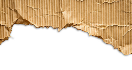 Torn Brown Cardboard Paper Edge Isolated on White