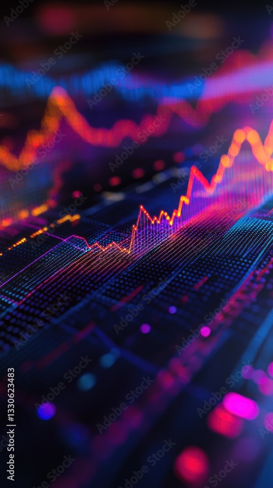 Poster colorful abstract data visualization with graphs