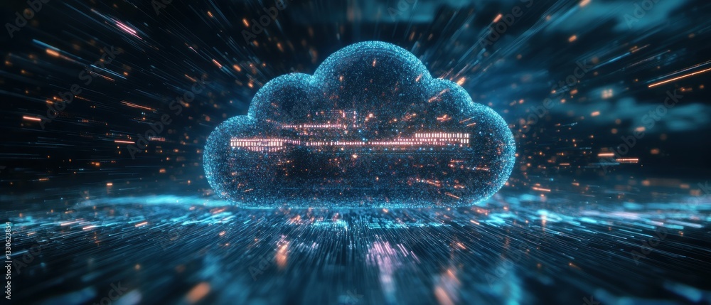 Poster digital cloud computing with data flow effects