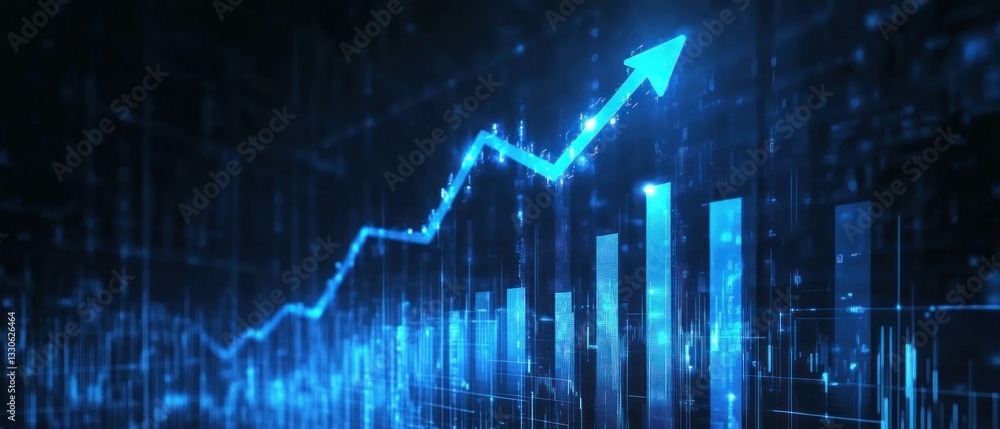 Poster digital graph showing upward trend in data analysis