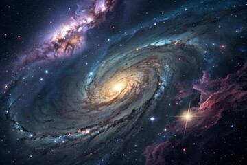 Spiral Galaxy with Nebula and Stars