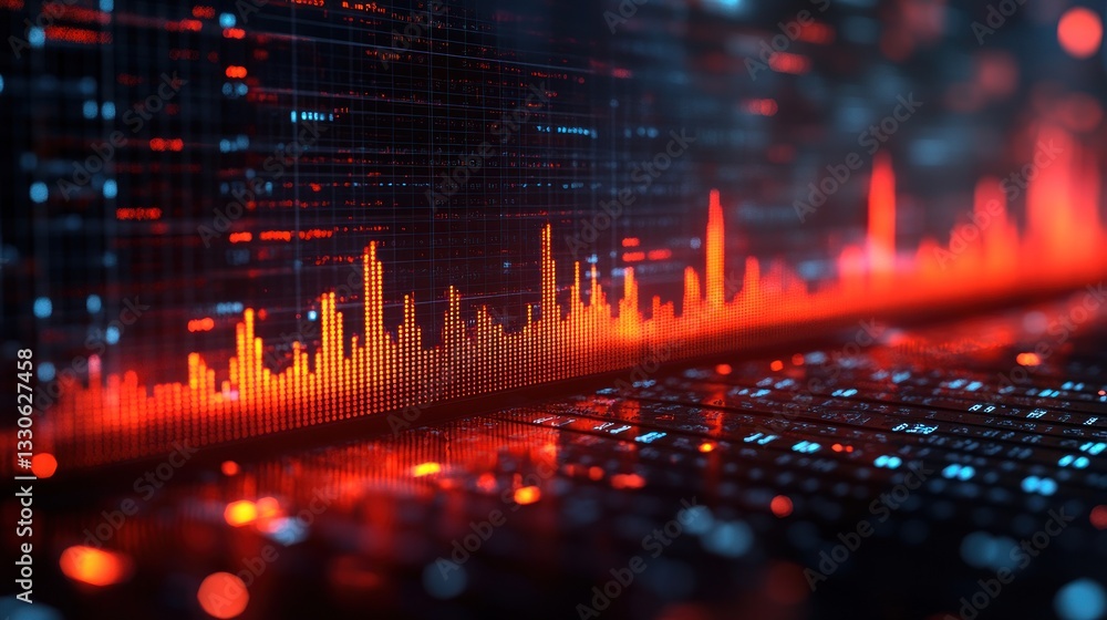 Poster digital data visualization: abstract stock market chart