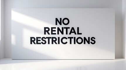 Bold message on a light background promoting unrestricted rental opportunities