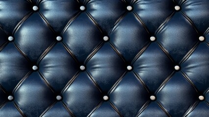 Naklejka premium Dark Blue Leather Upholstery Button Tufted Texture