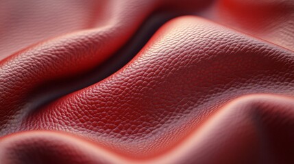 Red Leather Texture Detailed Close Up View
