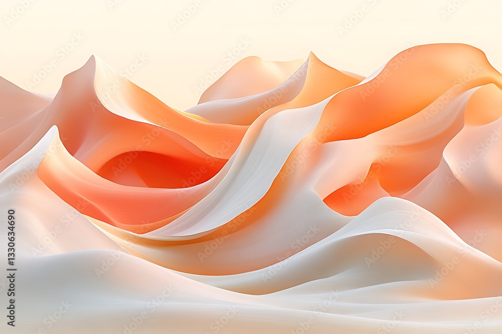 Poster abstract image displaying soft curved shapes with warm color transitions