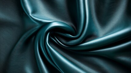 Fototapeta premium Teal Leather Draped in Elegant Swirls and Folds