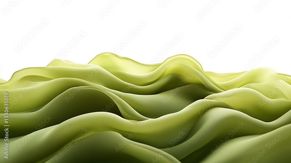 Poster green flowing fabric texture creating a natural abstract undulating composition