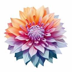A vibrant flower blooms beautifully, showcasing vivid colors and intricate details against a clean white backdrop.