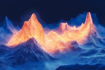 Surreal AI-Generated Landscape with Glowing Mountains