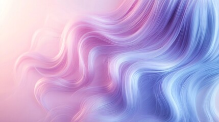 Fototapeta premium Soft Wavy Purple Blue Pastel Hair Blending into a Smooth Gradient Backdrop, Creating a Dreamy and Elegant Effect. Copy space. Generative AI