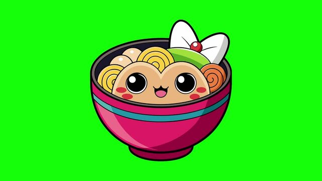 Animation forms a typical Japanese food ramen noodle icon