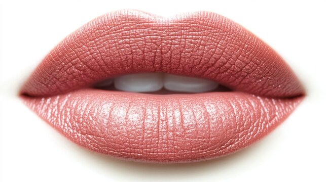 Close up image of a womans lips with mauve lipstick