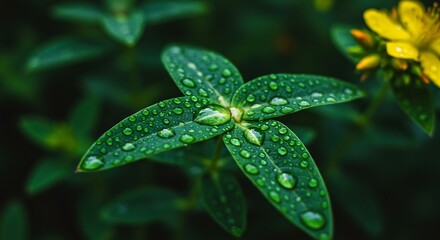 Vibrant green leaves glisten subtly under soft light. AI Generated