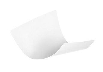 Blank flying paper on white background