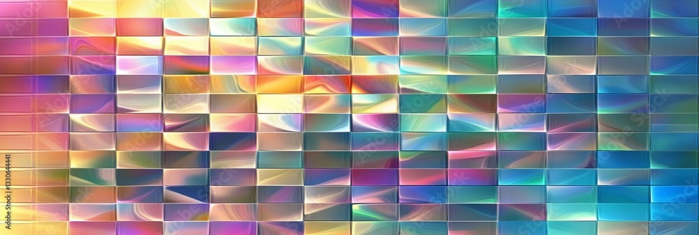 Poster exploring a vibrant abstract background with pearl-like tiles and iridescent colors for visual inspi