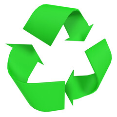 Green recycling symbol isolated on transparent