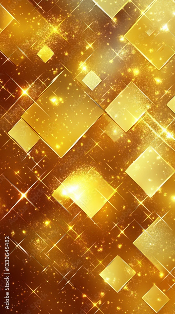Poster vertical abstract design with pearl-like tiles against a golden background creating a luminous atmos