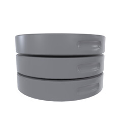 Gray round containers stacked isolated on transparent