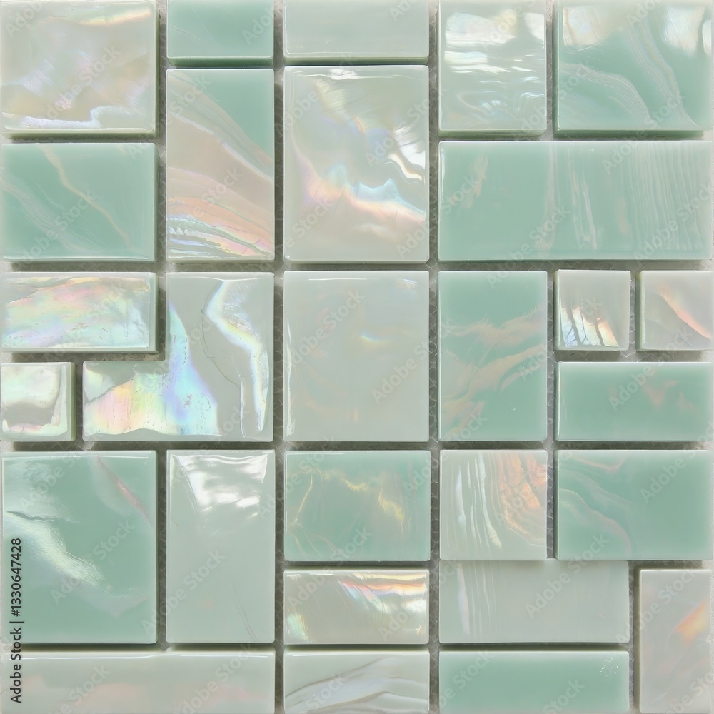 Poster abstract design with pearl tile background showcasing a unique blend of pastel colors and varying sh
