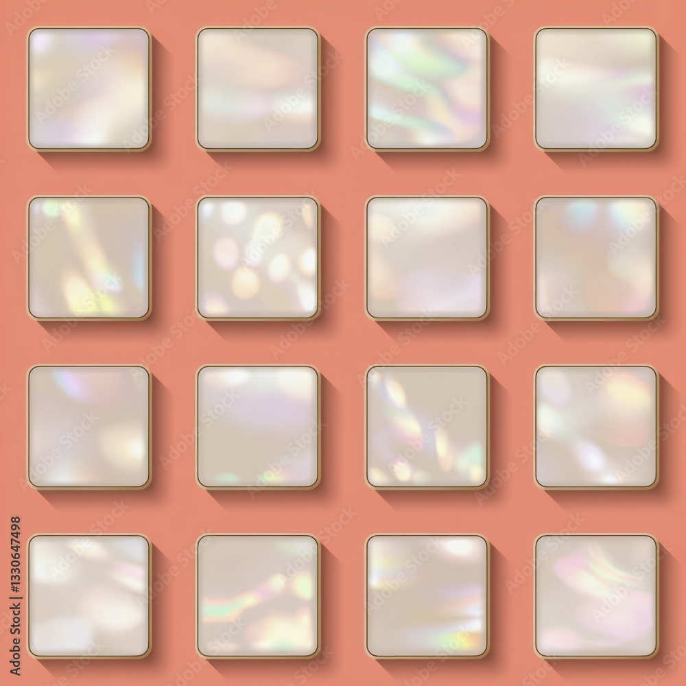 Poster abstraction of pearl tiles in a modern design with soft colors and subtle textures