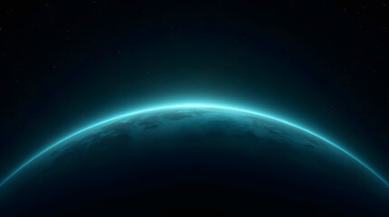 Epic Blue Glowing Horizon Space Planet View