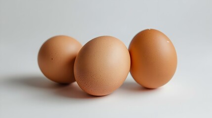 three eggs on white background