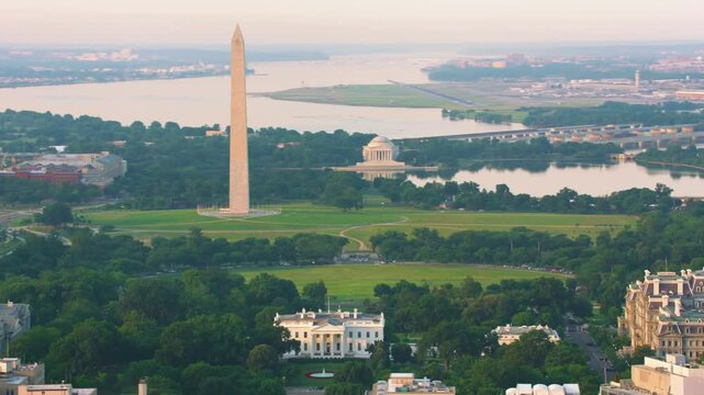 Aerial view of the city of Washington DC, the capital of the United States