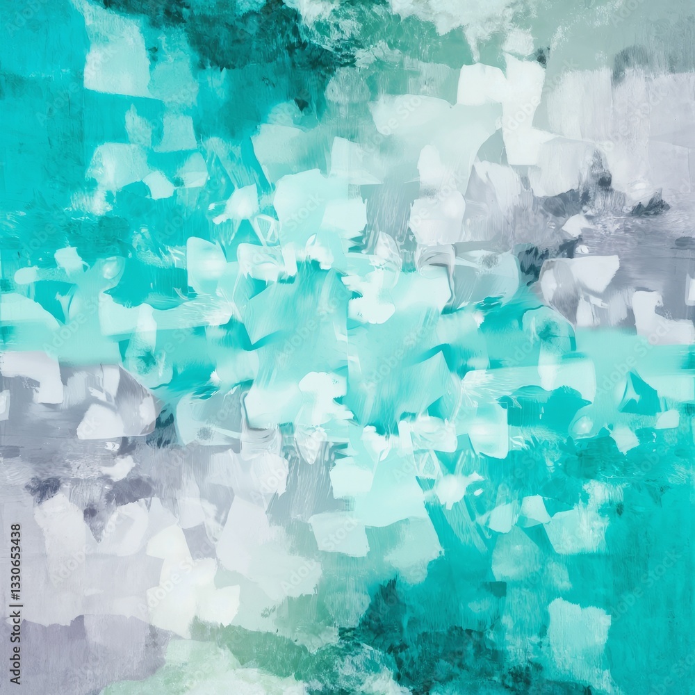 Aufkleber abstract composition featuring shades of turquoise and gray in a fluid design with depth and texture