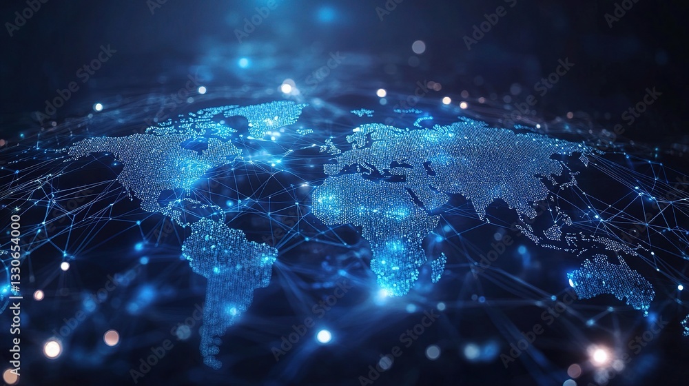 Poster digital global network and communication map of the world