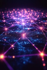 Fototapeta premium Visual representation of a digital network with interconnected nodes and glowing points of light