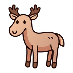 Fototapeta premium Cute doodle of a moose smiling, playful illustration