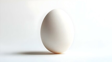 Close up photograph of a single white egg
