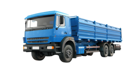Large blue tipper truck isolated on transparent background